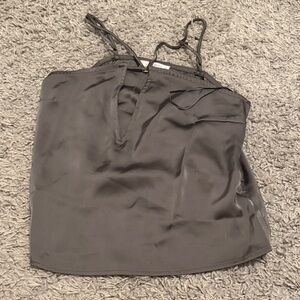 12th Tribe Black Satin V-Neck Spaghetti Strap Camisole